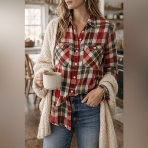 Ralph Lauren Denim & Supply Plaid Flannel Shirt Red Utility Button Up S/P